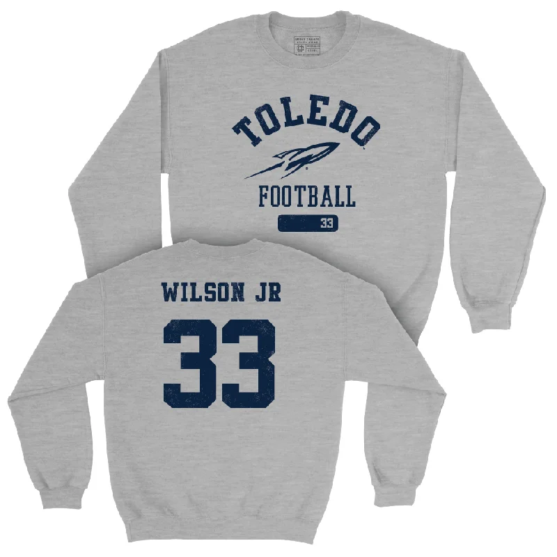 Long Sleeve Bulk Order-Toledo Football Sport Grey Varsity Crew - CJ Wilson Jr. | #33