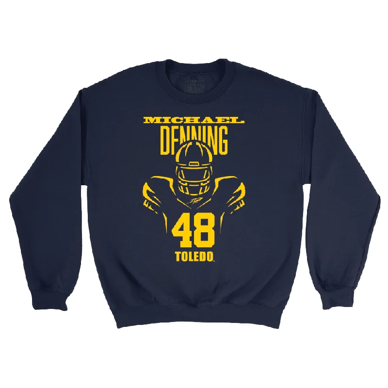 Long Sleeve Limited Edition-Toldeo Football Navy End Zone Crew - Michael Denning | #48