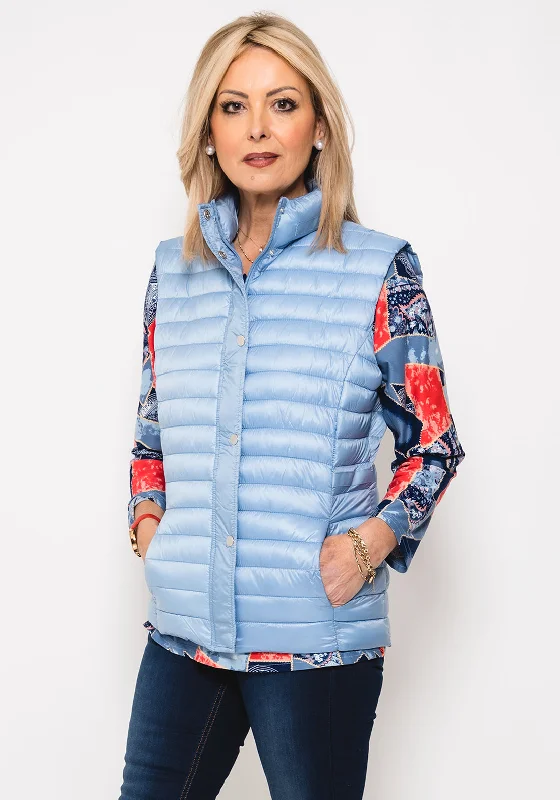 Jackets Oversized-Leon Collection Ribbon Trim Quilted Gilet, Powder Blue