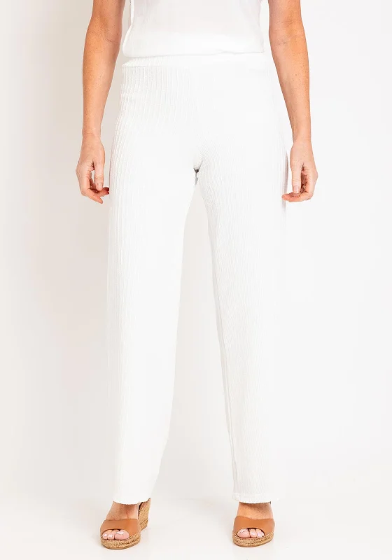 Luxury Pants-Serafina Collection Textured Wide Leg Trousers, White