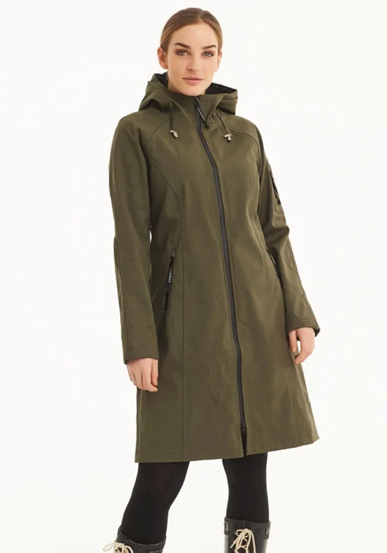 Jackets Pink-Ilse Jacobsen Rain 37 Long Hooded Raincoat, Army Green