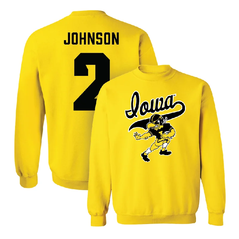 Long Sleeve Office Wear-Gold Football Mascot Crew   - Kaleb Johnson