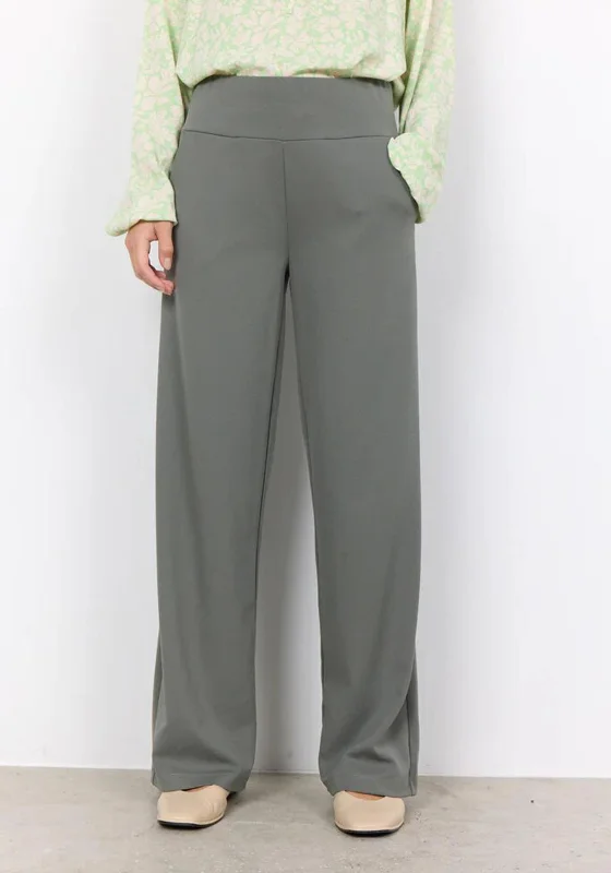 Retro Pants-Soyaconcept Siham Casual Wide Leg Trousers, Dusty Leg