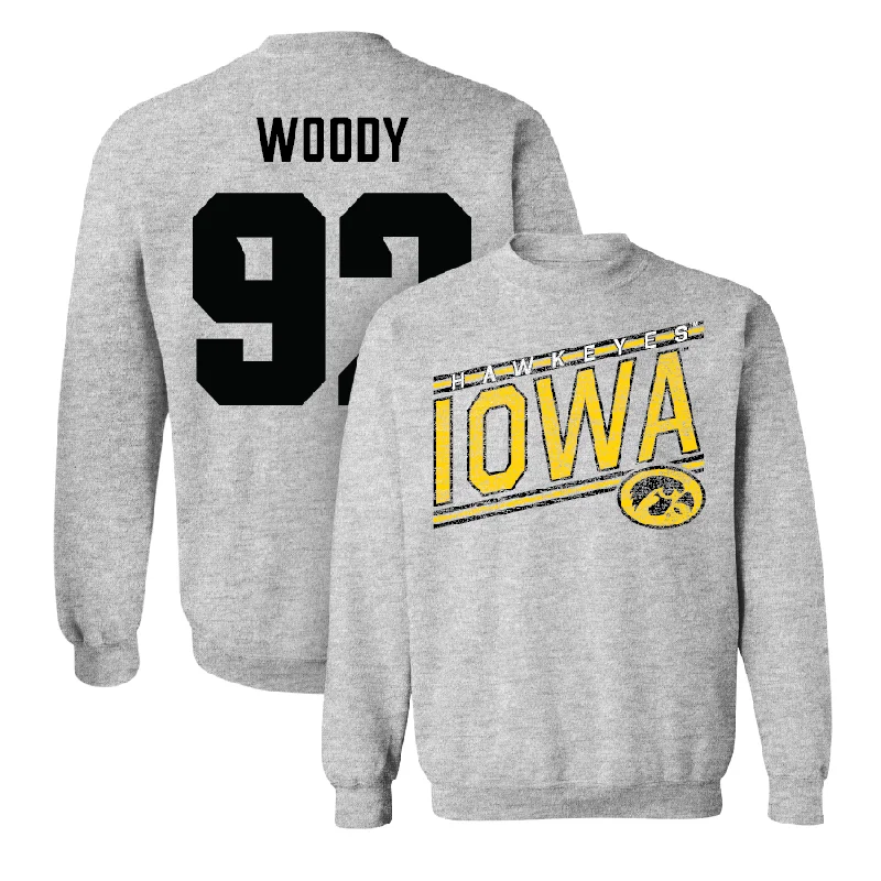 Long Sleeve Printed-Sport Grey Football Slant Crew   - Tripp Woody