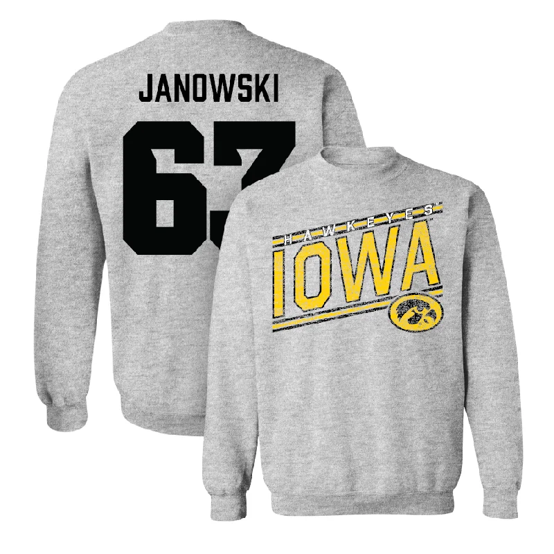 Long Sleeve TV Show-Sport Grey Football Slant Crew  - Josh Janowski