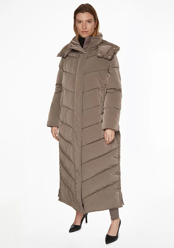 Jackets Trending-Calvin Klein Womens Maxi Padded Coat, Desert Brown