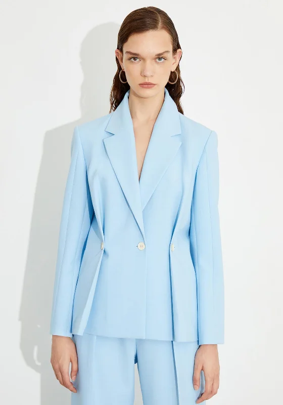 Jackets Sci-Fi-Birelin Buttoned Pleated Blazer, Light Blue