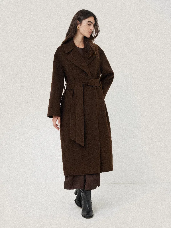 Jackets Heavyweight-Double Faced Cocoon Wrap Coat | Chocolate