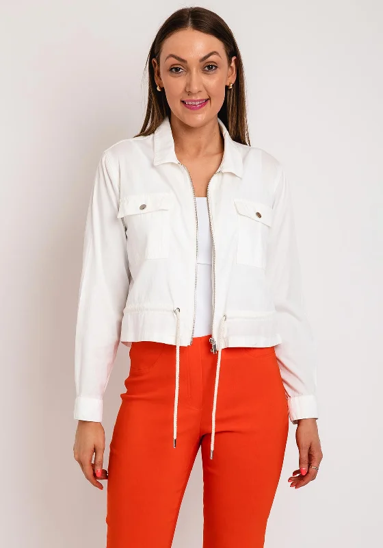 Jackets Biker-Eva Kayan Oversize Crop Zip Jacket, Off White