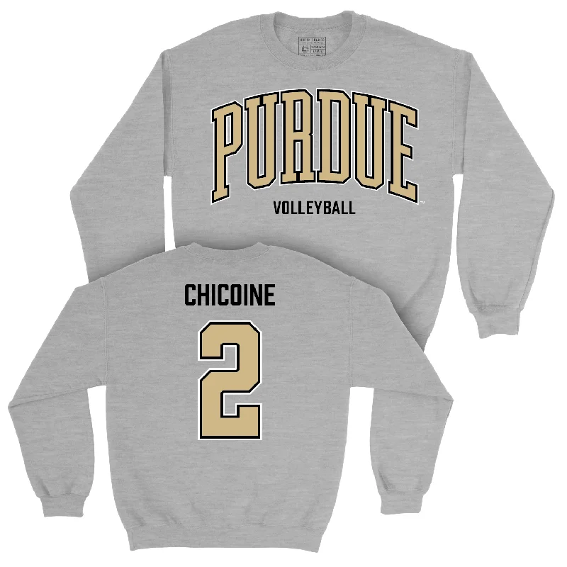 Long Sleeve Solid Color-Women's Volleyball Sport Grey Arch Crew - Chloe Chicoine | #2