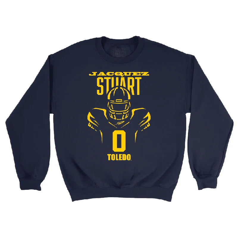 Long Sleeve Sun Protection-Toldeo Football Navy End Zone Crew  - Jacquez Stuart