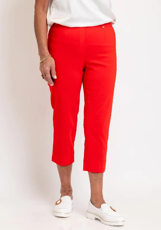 Easy Care Pants-Robell Maire 07 Slim Fit Cropped Trousers, Red