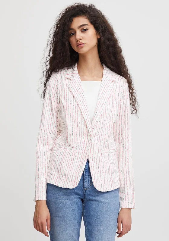 Jackets Fleece-Ichi Abstract Stripe Blazer, Cloud Dancer