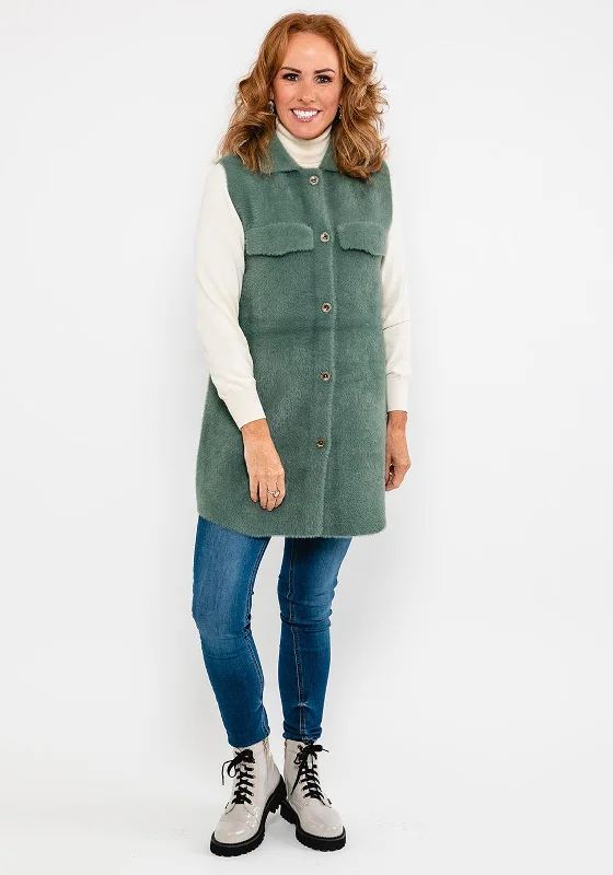 Jackets Embroidered-Rino & Pelle Lydia Medium Length Knit Gilet, Jungle