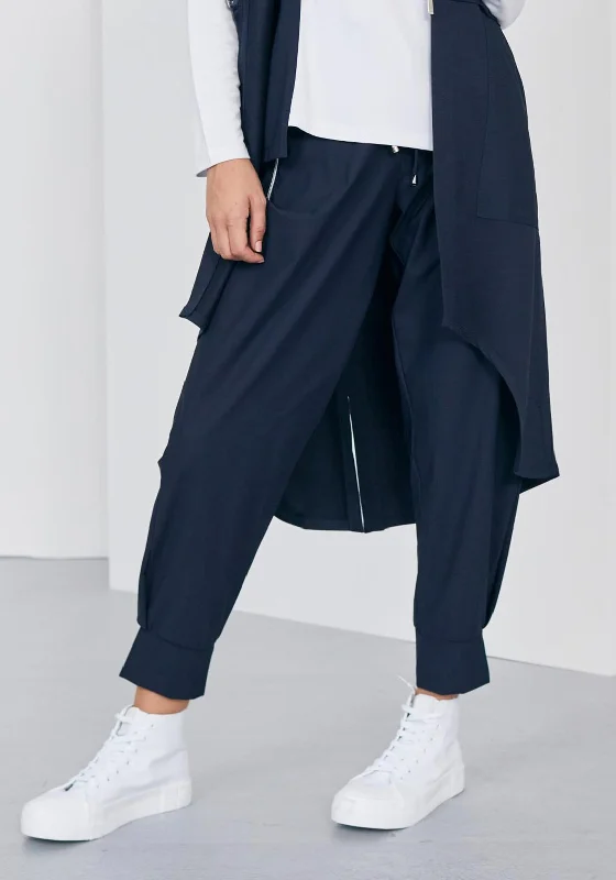 Gym Pants-Naya Tuck Cuff Casual Trouser, Navy