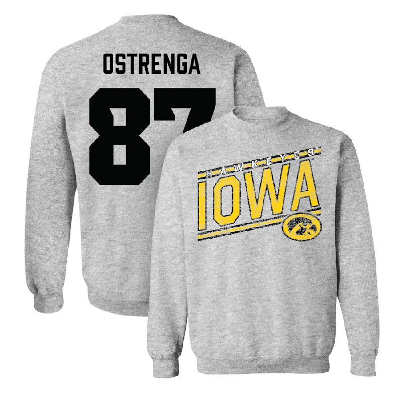 Long Sleeve Summer-Sport Grey Football Slant Crew  - Addison Ostrenga