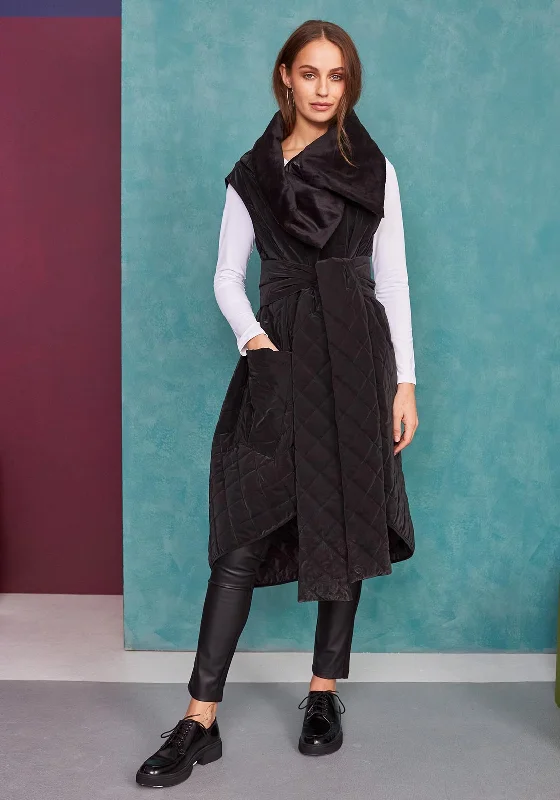 Jackets Boho-Naya Wrap Quilted Long Gilet, Black