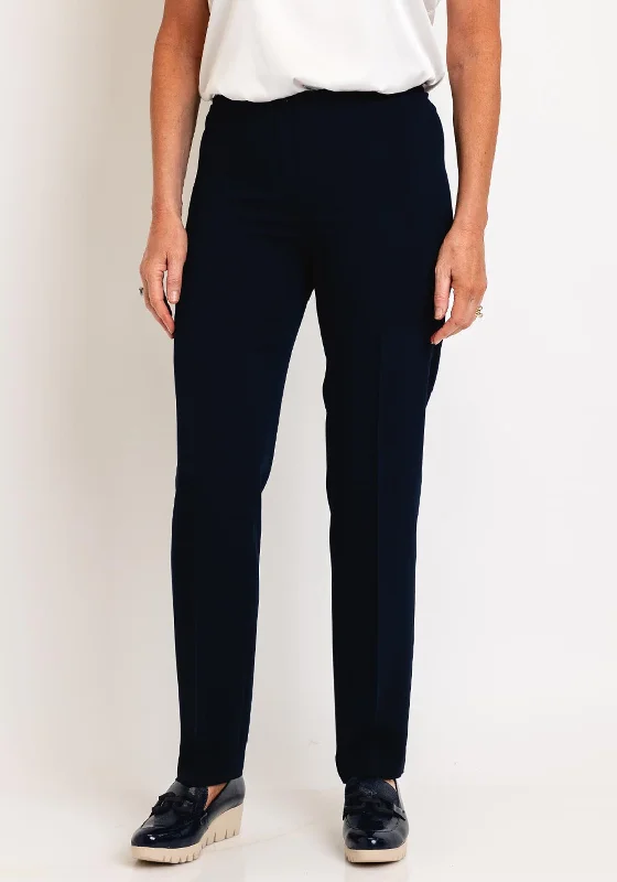 Quick Dry Pants-Christina Felix Tailored Straight Leg Trousers, Navy