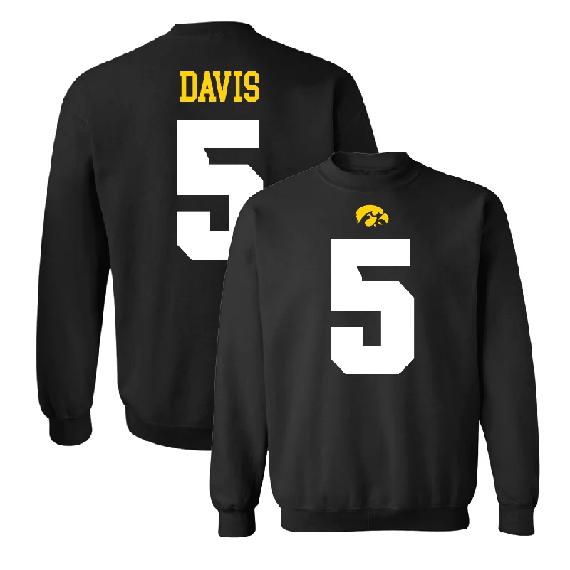 Long Sleeve Hoodie-Black Football Shirsey Crew   - Teegan Davis