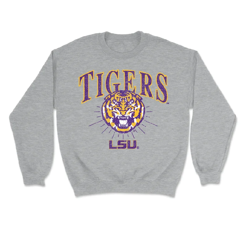 Long Sleeve Greek Life-Football Sport Grey Tigers Crew - Sai'vion Jones