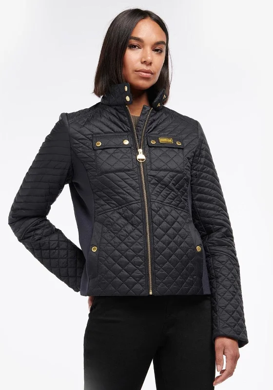 Jackets Street Style-Barbour International Womens Morgan Quilted Jacket, Black