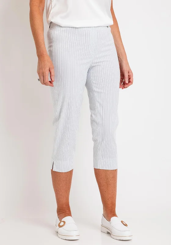 Road Trip Pants-Robell Marie 07 Striped Cropped Trousers, Light Blue