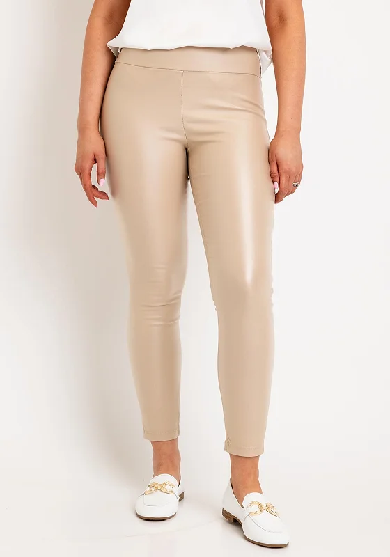 Outdoor Pants-Soyconcept Pam 2 Faux Leather Leggings, Sand