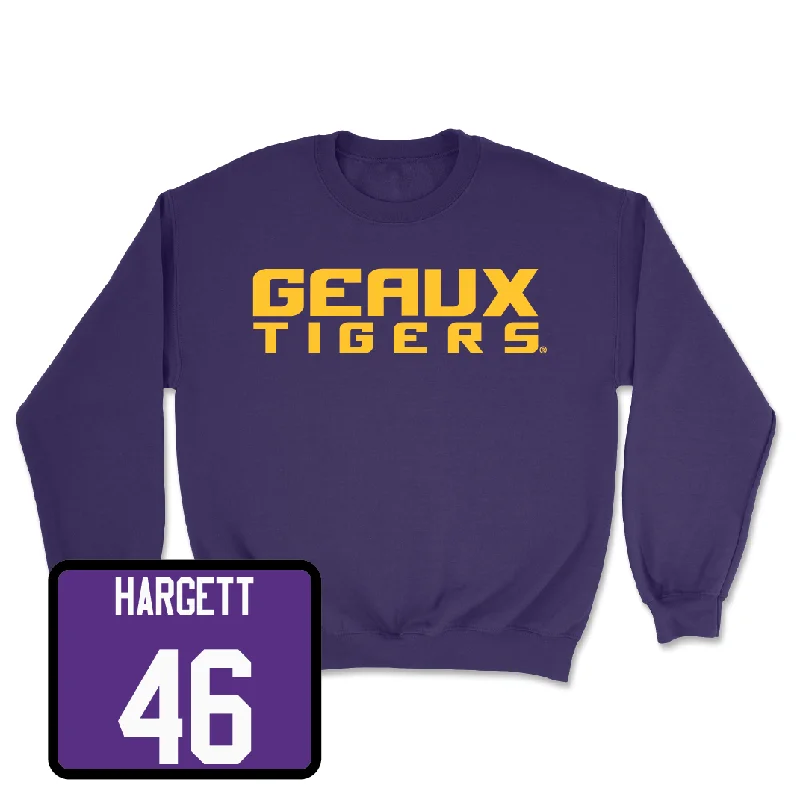 Long Sleeve Office Wear-Football Purple Geaux Crew - Badger Hargett