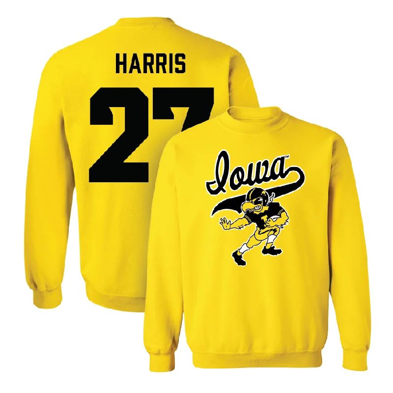 Long Sleeve Logo-Gold Football Mascot Crew   - Jermari Harris