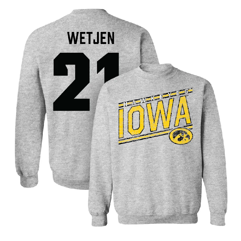 Long Sleeve Movie-Themed-Sport Grey Football Slant Crew   - Kaden Wetjen