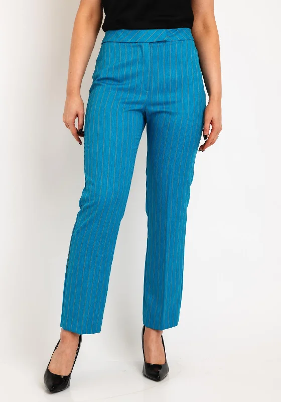 Hip Hop Pants-Kate Cooper Striped Tapered Trouser, Damson Blue