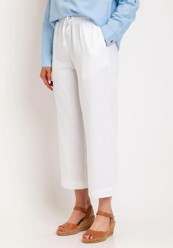 Golf Pants-Freequent Lava Linen Cropped Trousers, Brilliant White