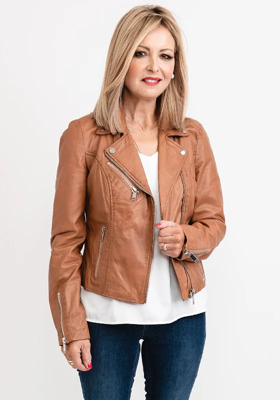 Jackets College-Rino & Pelle Leather Biker Jacket, Nut