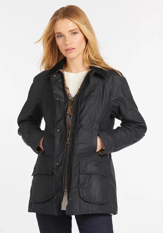 Jackets Oversized-Barbour Womens Beadnell Waxed Jacket, Navy