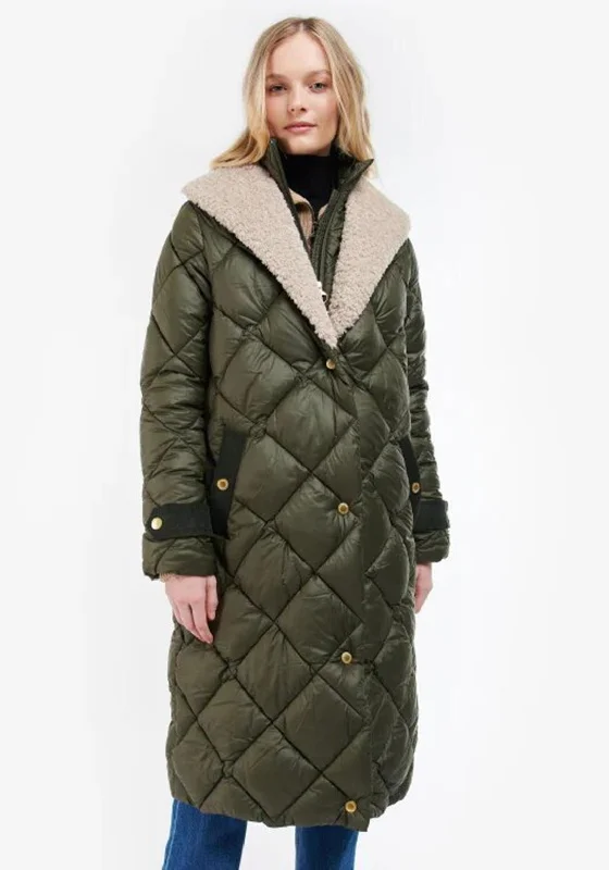 Jackets Baby-Barbour Womens Tolsta Quilted Long Coat, Khaki