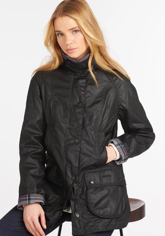 Jackets Unisex-Barbour Womens Beadnell Waxed Jacket, Black