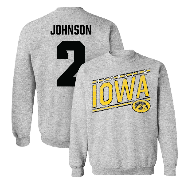 Long Sleeve Shirt-Sport Grey Football Slant Crew   - Kaleb Johnson