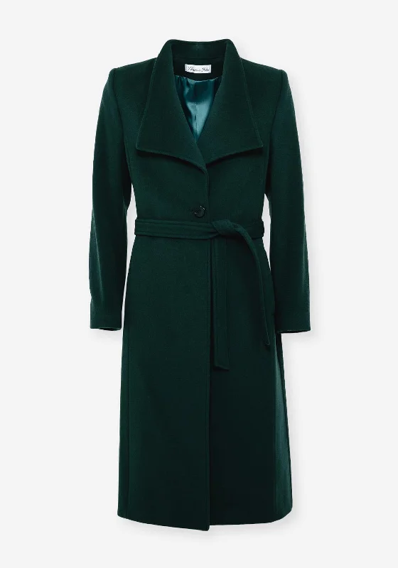 Jackets Artistic-Christina Felix Belted Wool Cashmere Blend Long Coat, Pine Green