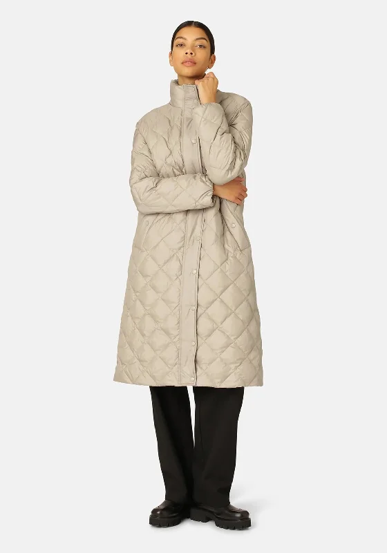 Jackets Budget-Friendly-Ilse Jacobsen Walk 04 Long Quilted Coat, Cobblestone