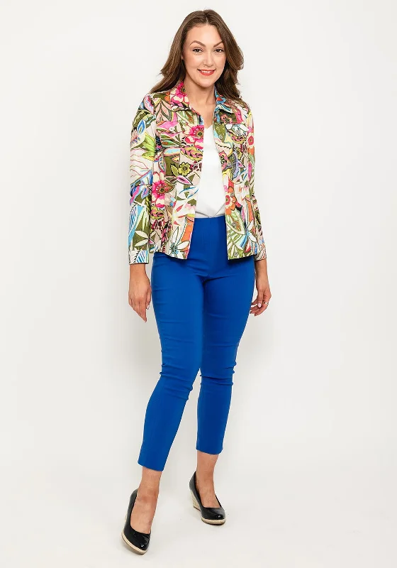 Jackets Unique-Robell Happy Floral Print Denim Effect Jacket, Multi