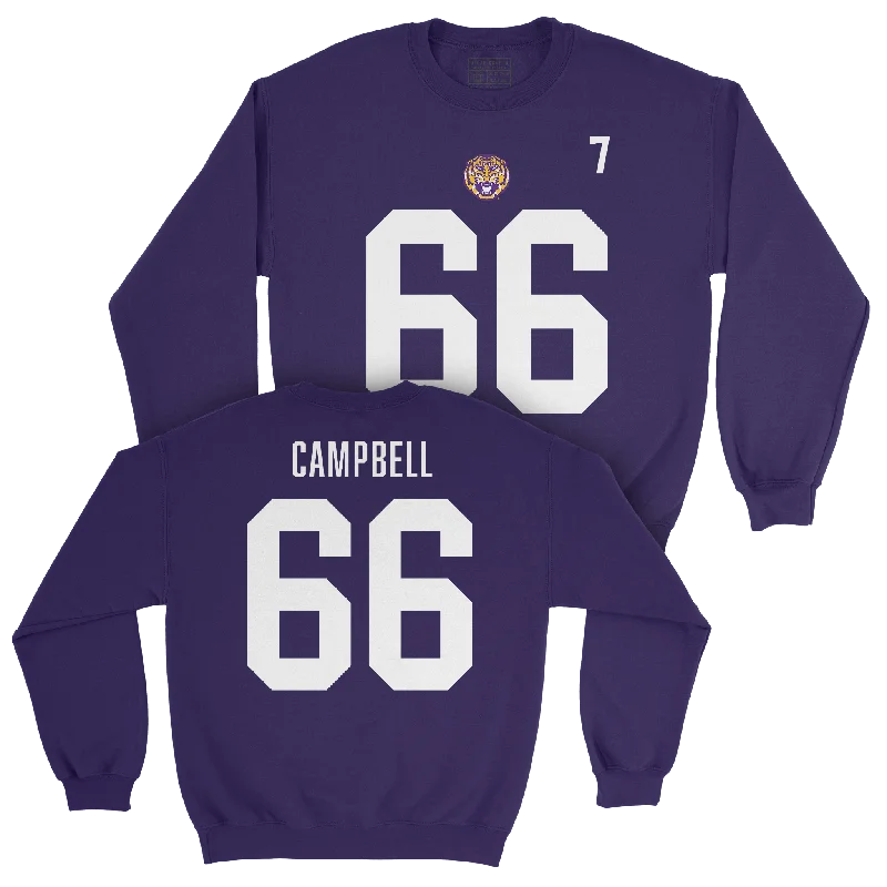 Long Sleeve Free Shipping-LSU Football Purple Shirsey Crew   - Will Campbell