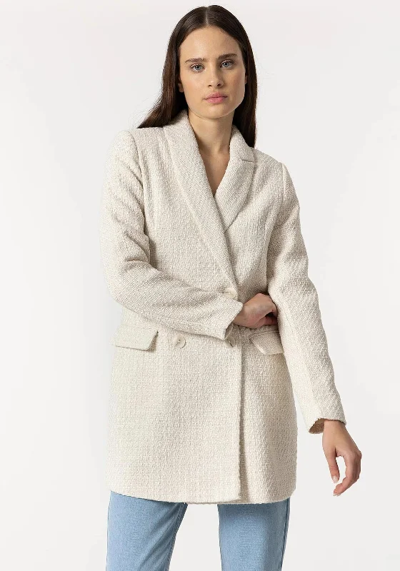 Jackets Classic-Tiffosi Tweed Long Blazer, Cream