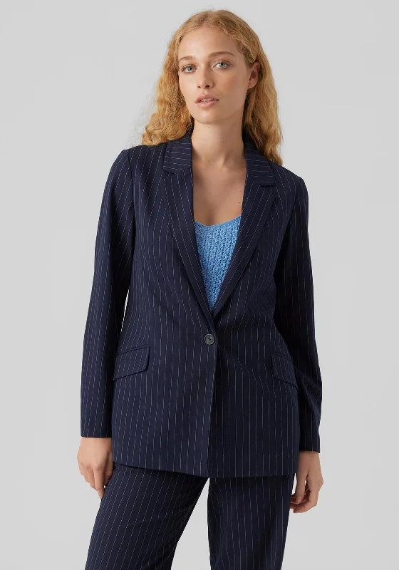 Jackets Purple-Vero Moda Pinstripe Blazer, Navy Blazer