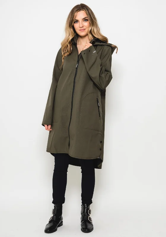 Jackets Windproof-Ilse Jacobsen Rain 128 Long Raincoat, Army Green