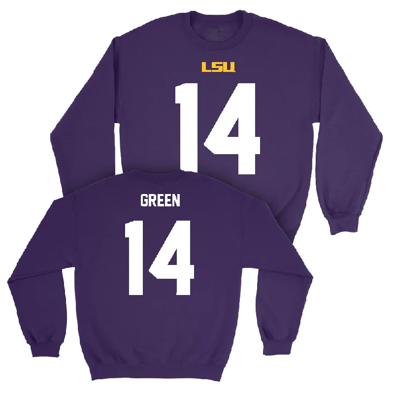 Long Sleeve Performance Fit-LSU Football Purple Shirsey Crew  - Trey’Dez Green