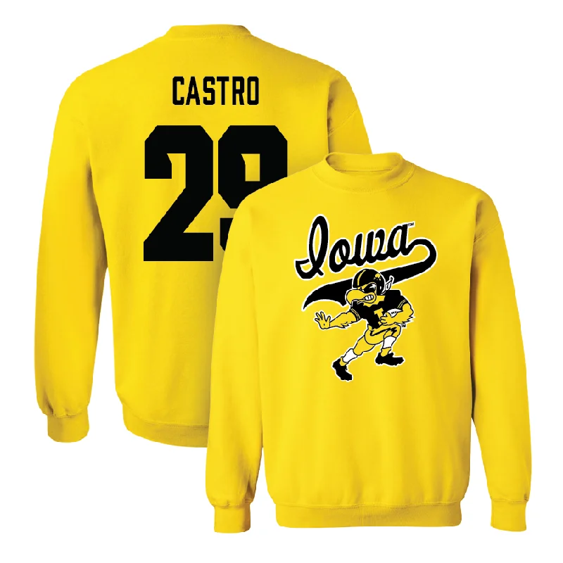 Long Sleeve Cotton-Gold Football Mascot Crew - Sebastian Castro