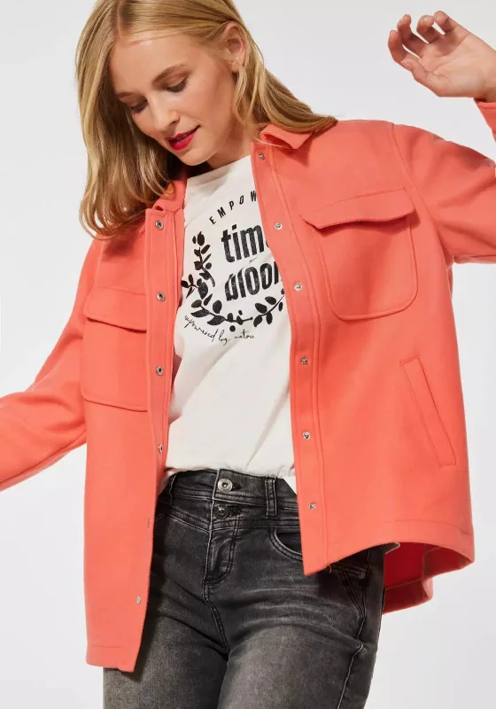 Jackets Inspirational-Street One Short Shirt Style Jacket, Sunset Coral