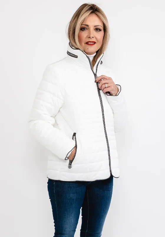 Jackets Ethical Fashion-Normann Zipped Collar Quilted Jacket, White