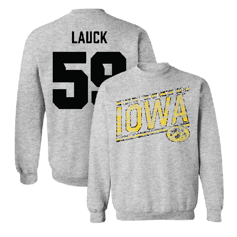 Long Sleeve Holiday-Sport Grey Football Slant Crew - Trevor Lauck