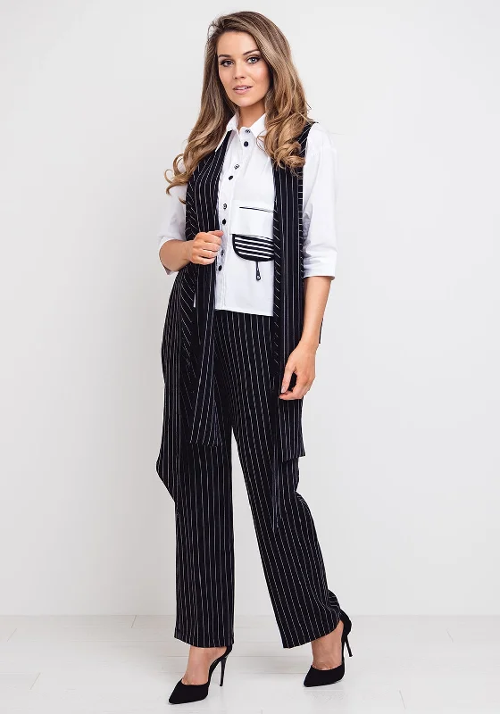 Jackets Denim-Naya Pinstripe Asymmetric Hem Waistcoat, Black